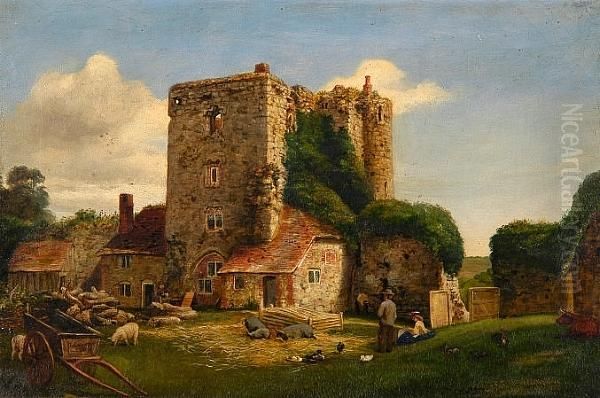 In The Farmyard Oil Painting by George Price Boyce