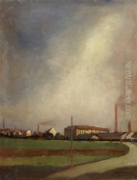 Fabrik Oil Painting by Johann Robert Schuerch