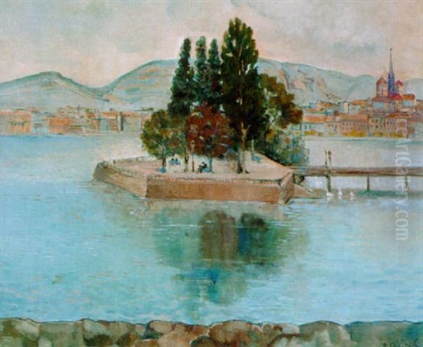 Vue Du Lac, Geneve Oil Painting by Johann Robert Schuerch