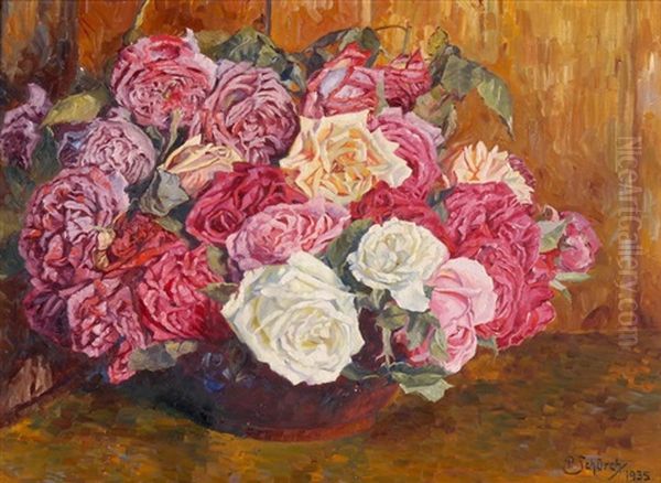 Stillleben Mit Rosen Oil Painting by Paul Schuerch