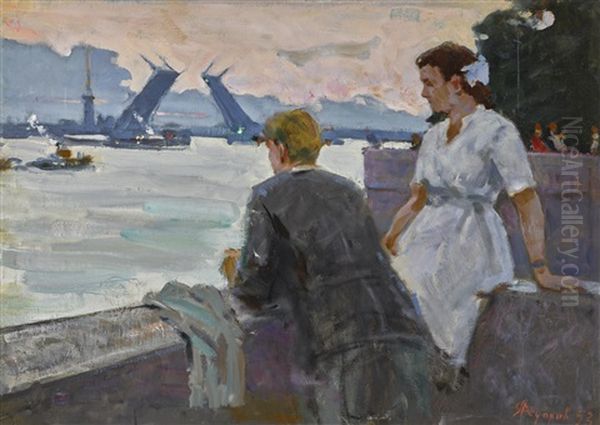 White Nights In St Petersburg Oil Painting by Alexei Viktorovich Schusev