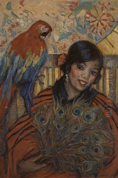 Woman With A Parrot by Donna N. Schuster