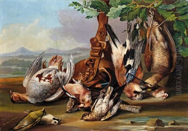 Nature Morte De Chasse Oil Painting by Josef Schuster