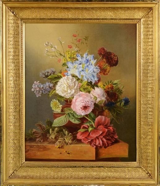 Flower Still Life Oil Painting by Josef Schuster