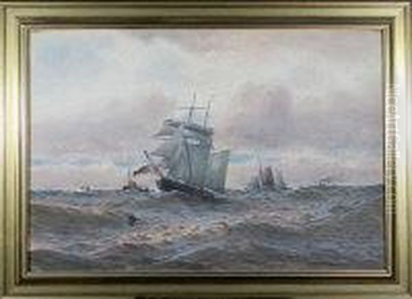 Steam And Sailing Craft Off The North East Coast Oil Painting by William Thomas Nicholas Boyce