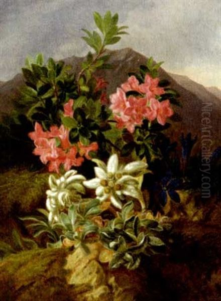 Blumenstilleben Oil Painting by Josef Schuster