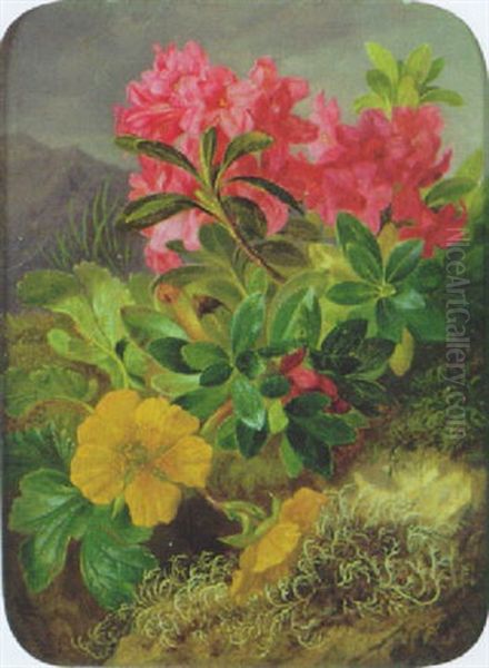 Alpenblumenstilleben Oil Painting by Josef Schuster