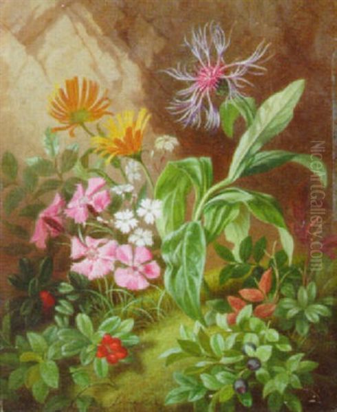 Still Life With Flowers Oil Painting by Josef Schuster