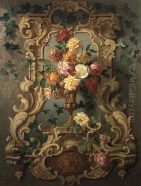 Stilleben Mit Rosen Oil Painting by Josef Schuster