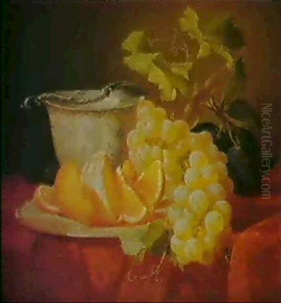 Stilleben Mit Fruchten Und Tasse Oil Painting by Josef Schuster