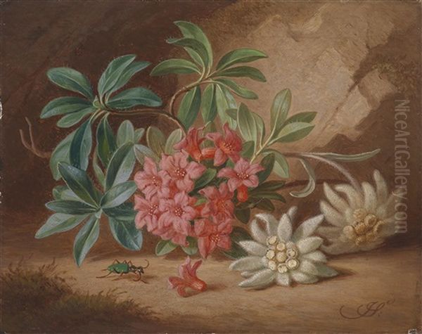 Blumenstuck Und Kafer Oil Painting by Joseph Schuster