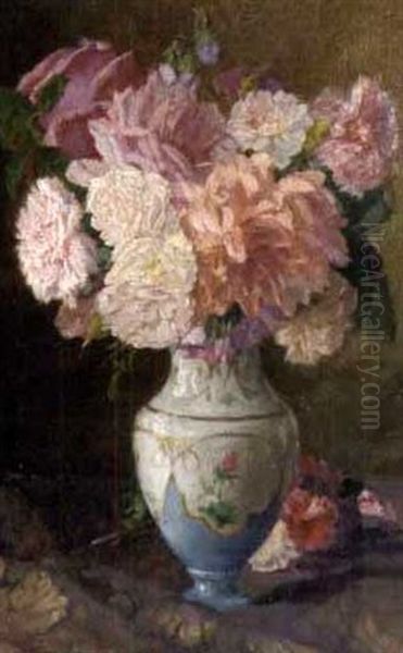 Blumen In Porzellanvase Oil Painting by Joseph Schuster