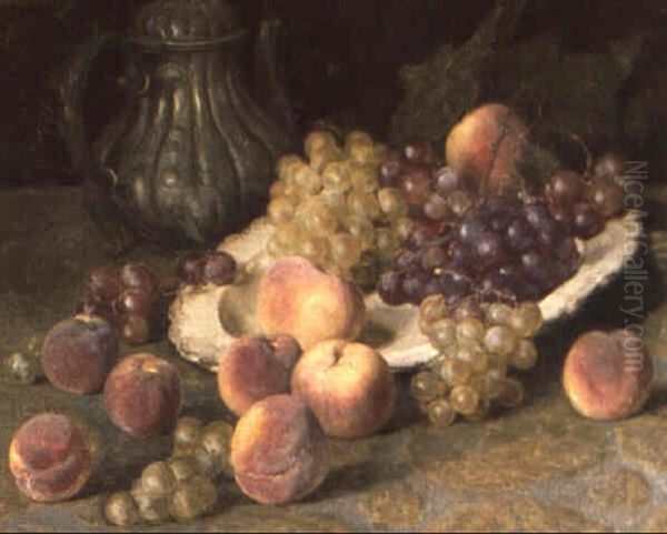 Fruchtestilleben Mit Kanne Oil Painting by Joseph Schuster