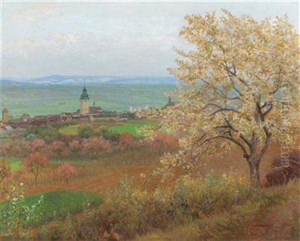 Retz Im Fruhling [retz In Spring) Oil Painting by Karl Maria Schuster