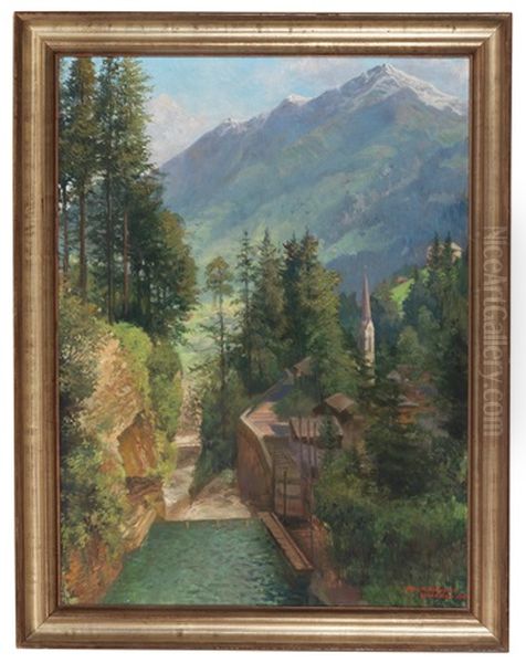 Blick Auf Bad Gastein Oil Painting by Karl Maria Schuster