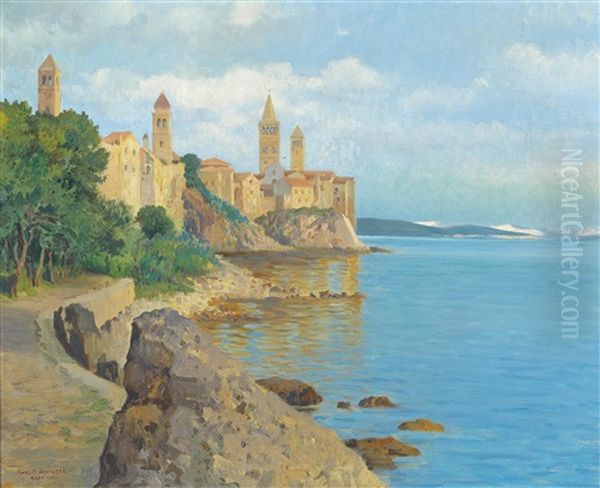 View Of Arbe Oil Painting by Karl Maria Schuster