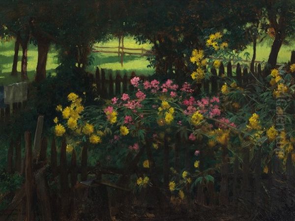 Garden In Krumpendorf Oil Painting by Karl Maria Schuster