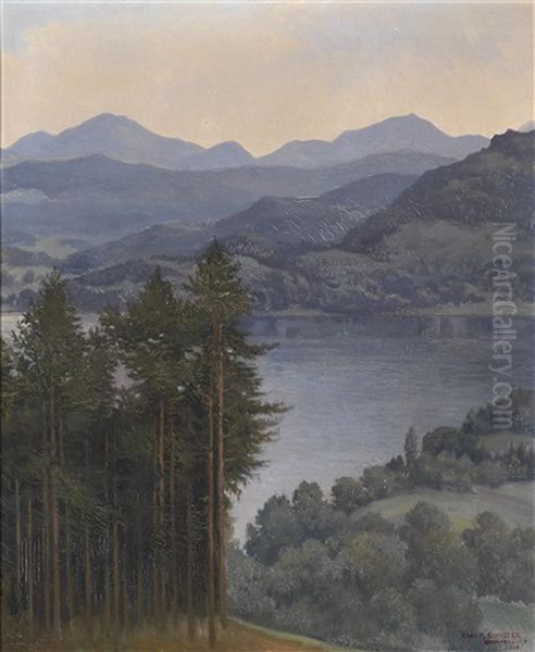 Krumpendorf (worthersee) Oil Painting by Karl Maria Schuster