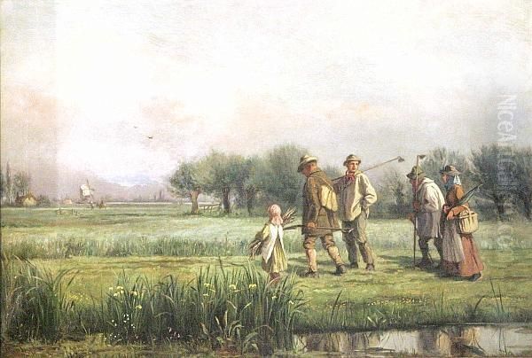 Fenland Labourers Returning Oil Painting by Alexander Stuart Boyd