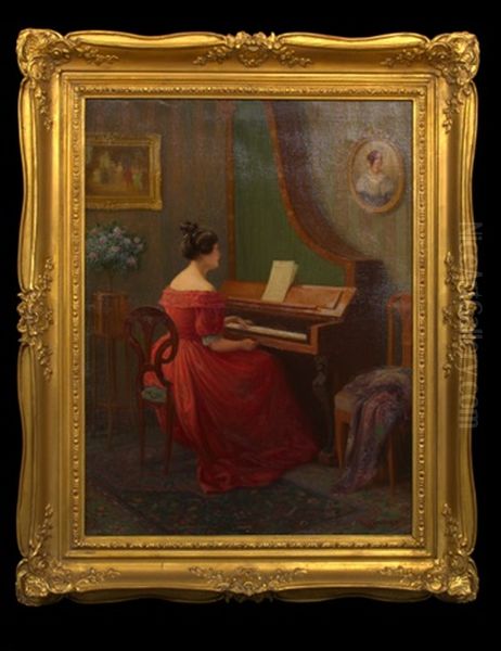 Lady Playing The Piano by Karl Maria Schuster