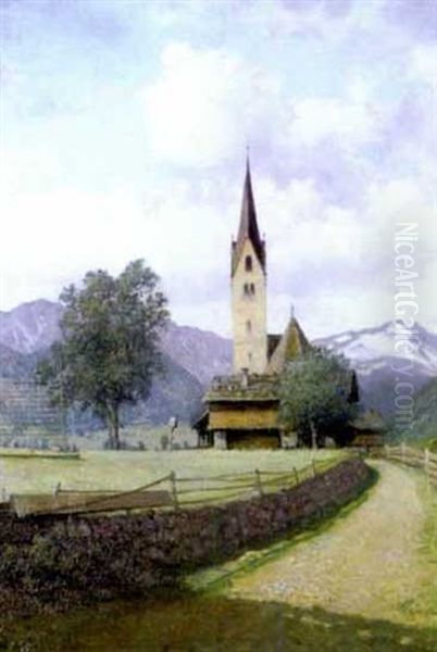 St. Leonhard Im Defreggental Oil Painting by Karl Maria Schuster