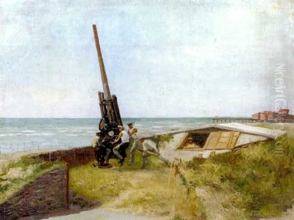 Fliegerabwehr Bei Grado Oil Painting by Karl Maria Schuster