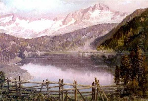 Bad Gastein Reedsee Oil Painting by Karl Maria Schuster