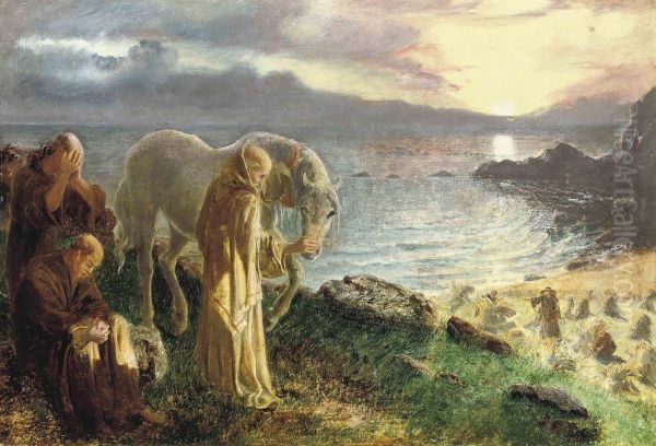 St Columba's Farewell To The White Horse Oil Painting by Alice Boyd