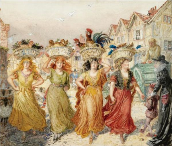 The Witches Going To Market Oil Painting by Alice Boyd