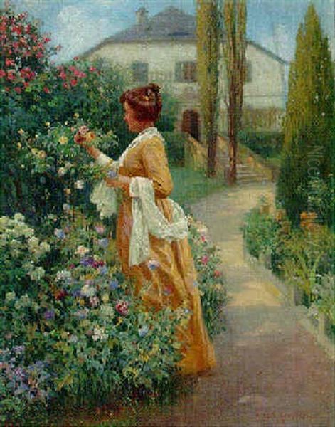 The Flower Garden Oil Painting by Karl Maria Schuster