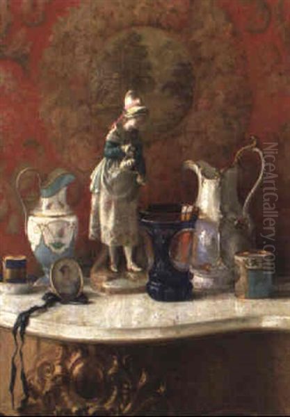 Stilleben Mit Biedermeierglas Oil Painting by Karl Maria Schuster