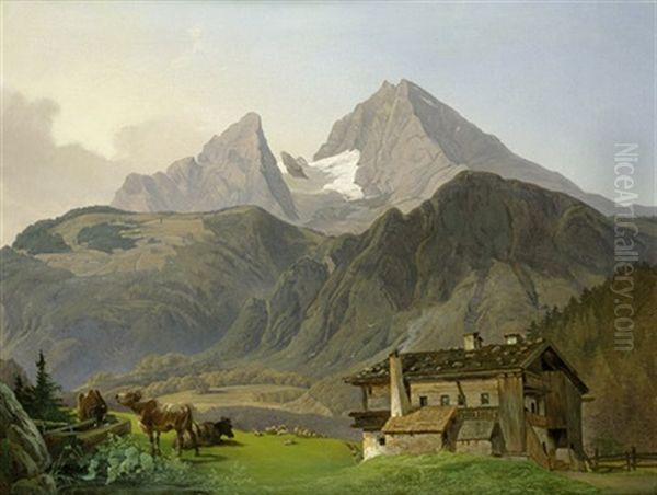 Berchtesgadener Landschaft Mit Dem Watzmann Oil Painting by Ludwig Schuster