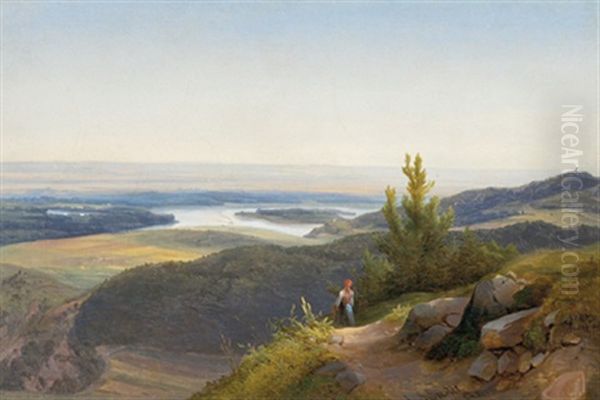 Ein Blick Uber Die Donau Oil Painting by Ludwig Schuster