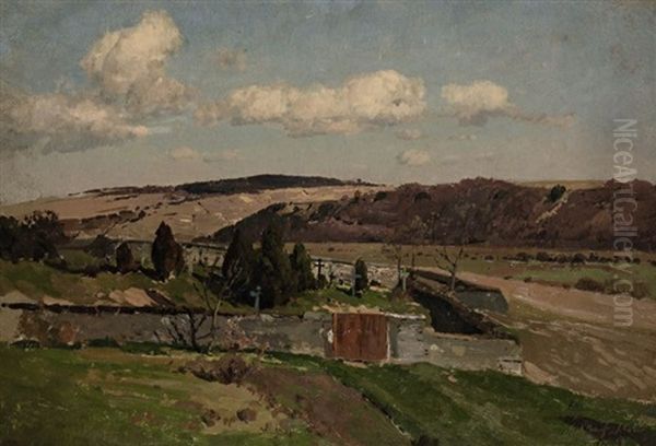 Landschaft Mit Friedhof Oil Painting by Rudolf Schuster