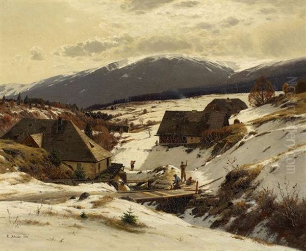 Winter Im Riesengebirge Oil Painting by Rudolf Schuster