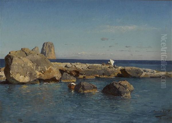 Capri - Felsenkuste Mit Den Faraglioni by Rudolf Schuster