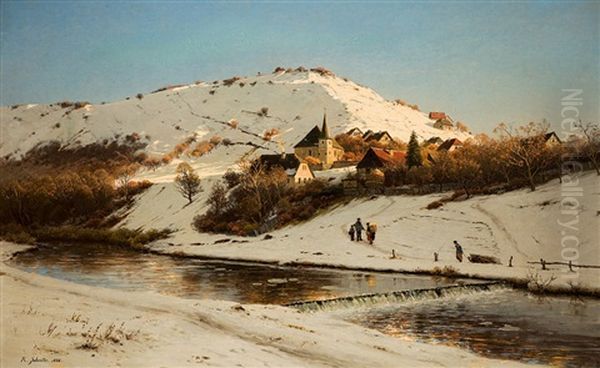 Winter Landscape Oil Painting by Rudolf Schuster