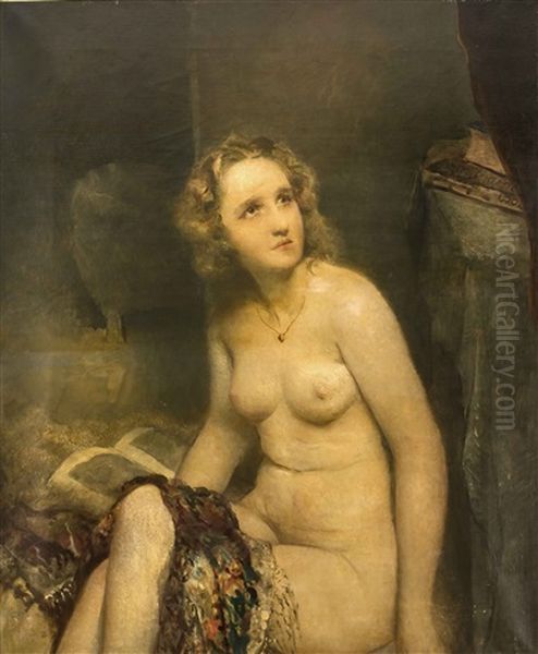 Weiblicher Halbakt Im Boudoir by Raffael Schuster-Woldan