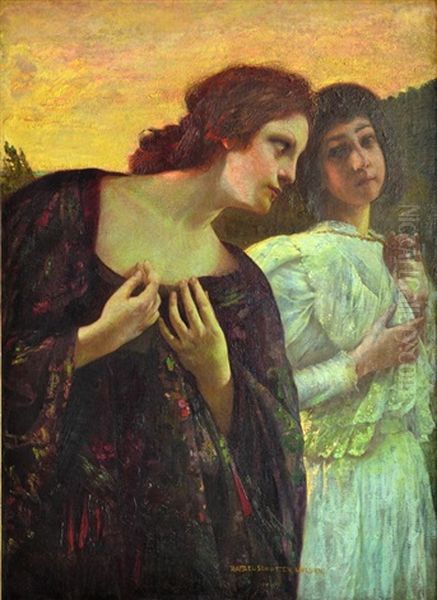 Portrait Of Two Women Oil Painting by Raffael Schuster-Woldan