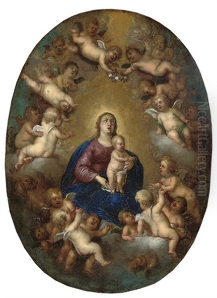 The Madonna And Child With Putti Oil Painting by Cornelis Schut the Elder