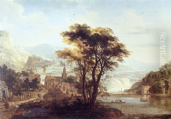 Paysage Anime Au Bord D'un Fleuve Oil Painting by Cornelis Schut the Elder