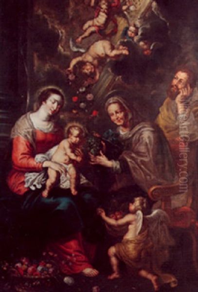 The Holy Family With Saint Anne Oil Painting by Cornelis Schut the Elder