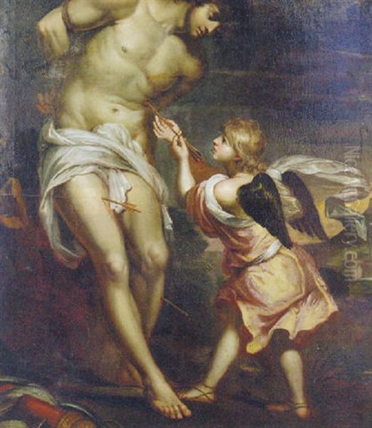 Saint Sebastian Tended By An Angel Oil Painting by Cornelis Schut the Elder