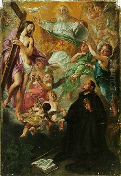 The Holy Trinity Appearing To A Kneeling Saint Oil Painting by Cornelis Schut the Elder