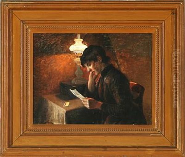 Interior With A Woman Reading A Letter by Oscar Schutte