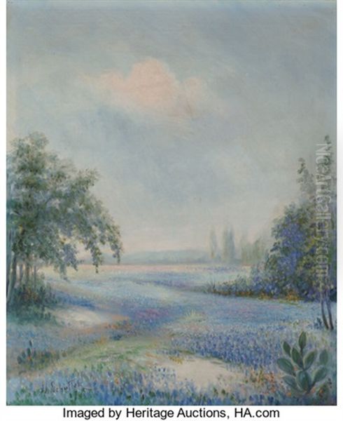 Bluebonnets Oil Painting by Harco Schutter