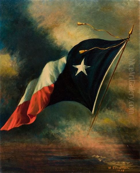 Flag Of Texas Oil Painting by Harco Schutter