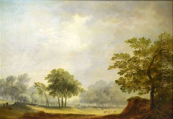 Parkland Landscape With Horse And Hounds Oil Painting by Christian Georg Schuetz the Elder