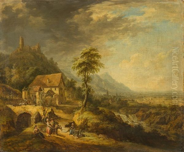 Gegenstucke Oil Painting by Christian Georg Schuetz the Elder