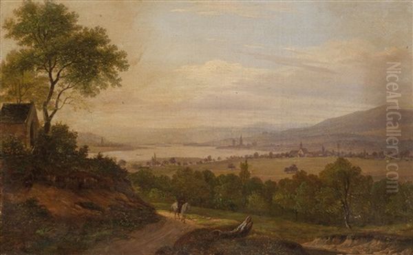 Rheingaulandschaft Mit Blick Auf Eltville Oil Painting by Christian Georg Schuetz the Younger